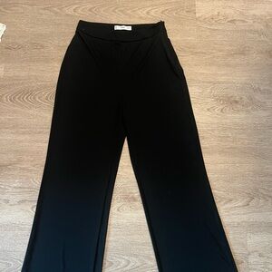 Mango High Rise Wide Leg Trouser Black NWOT